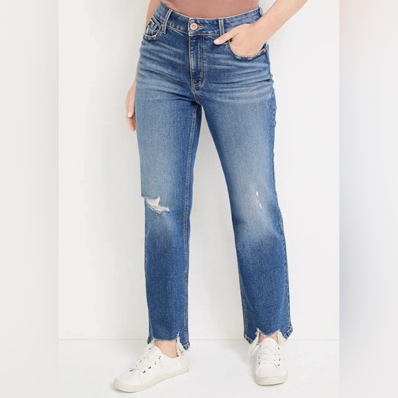 edgely™ Super High Rise Relaxed Straight Ripped Jean - Picture 1 of 7